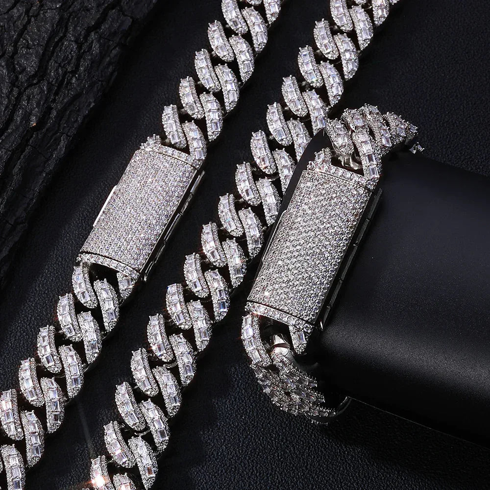 Custom 18mm Baguette Mixed Cuban Necklace | Heavyweight - CaratixJewelry